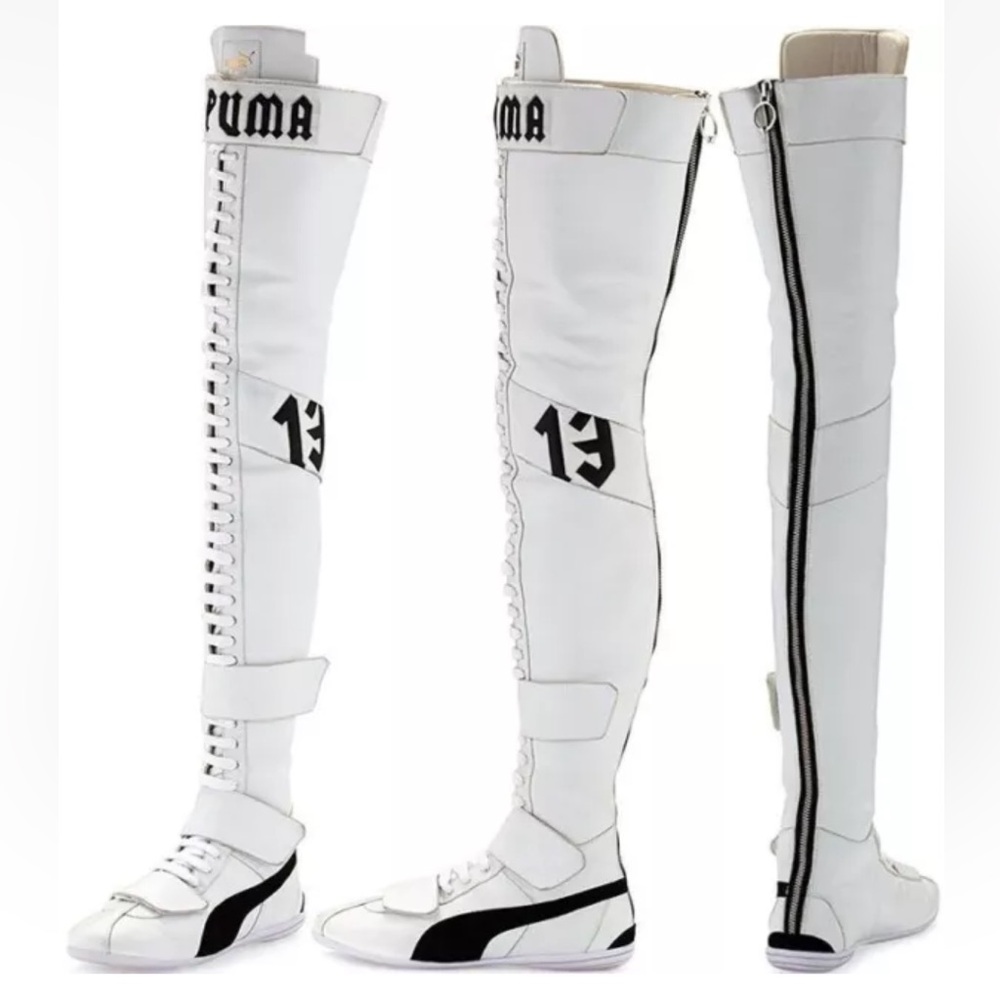 Fenty Puma Over The Knee White Boxing Boots By Rihanna Womens Size 6.5 - Picture 3 of 6
